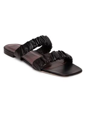 STAUD Maya Ruched Leather Slides